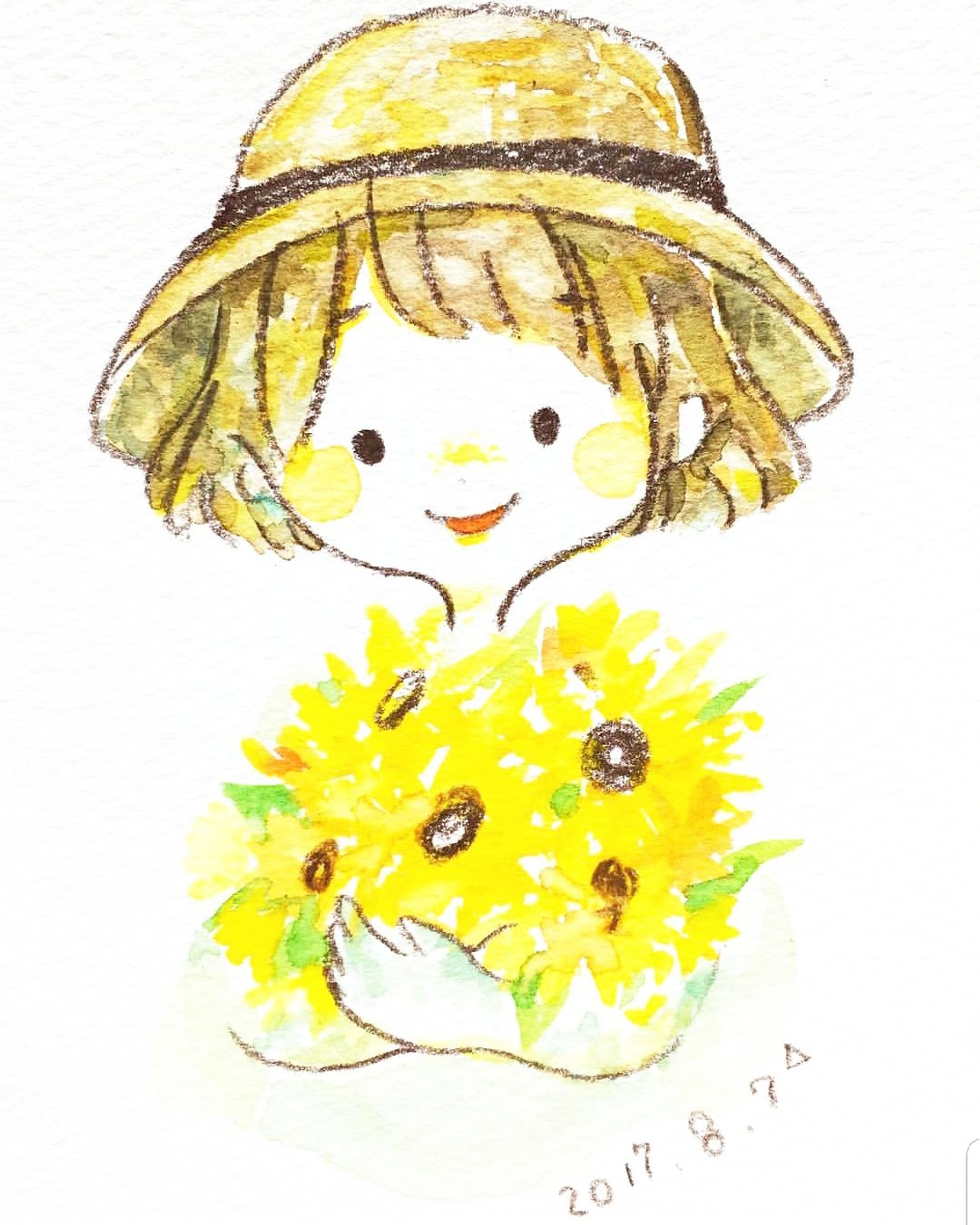 ひまわりと女の子-1