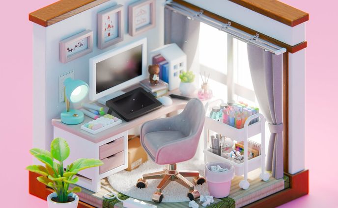 【3D】イラストレーターの部屋
