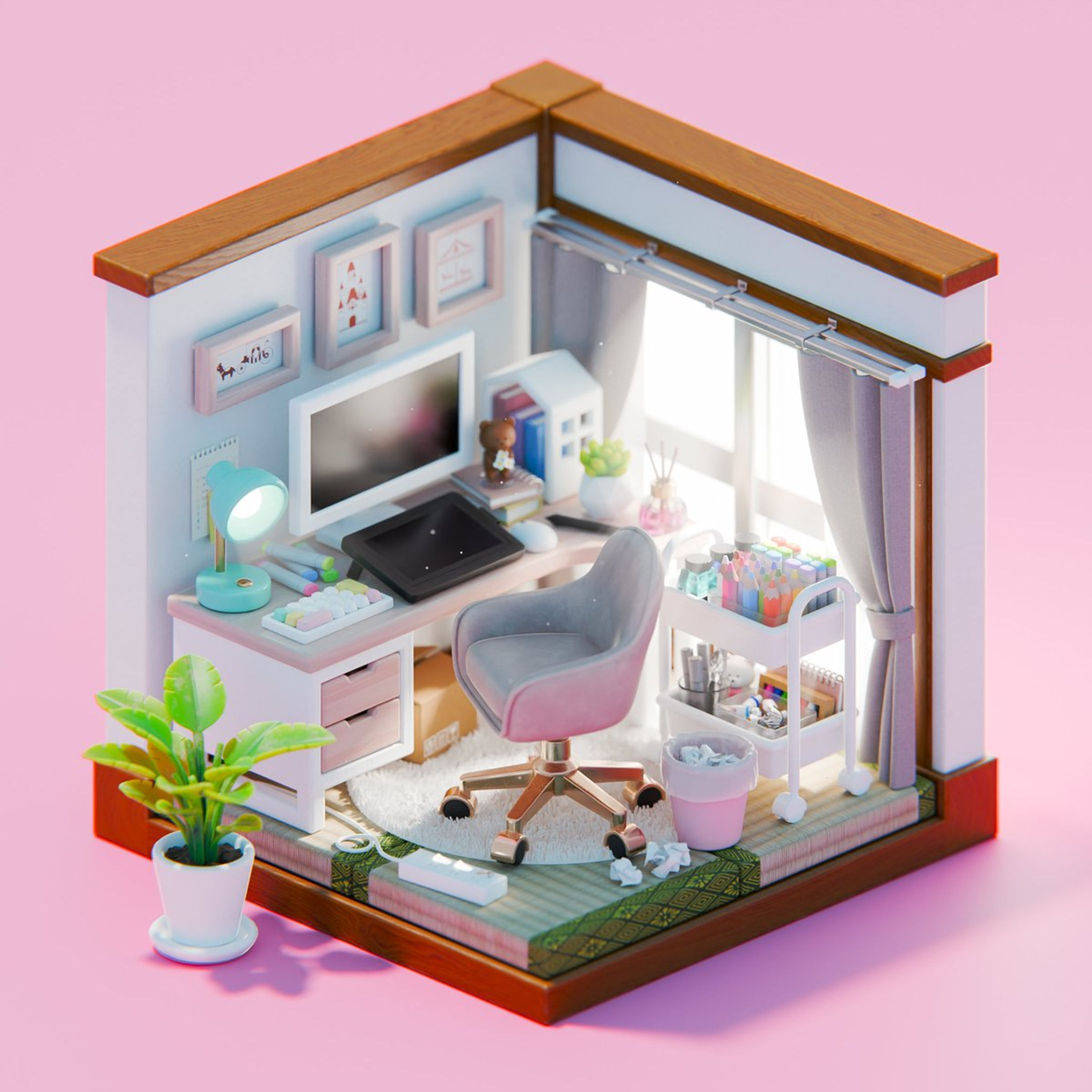 【3D】イラストレーターの部屋-1