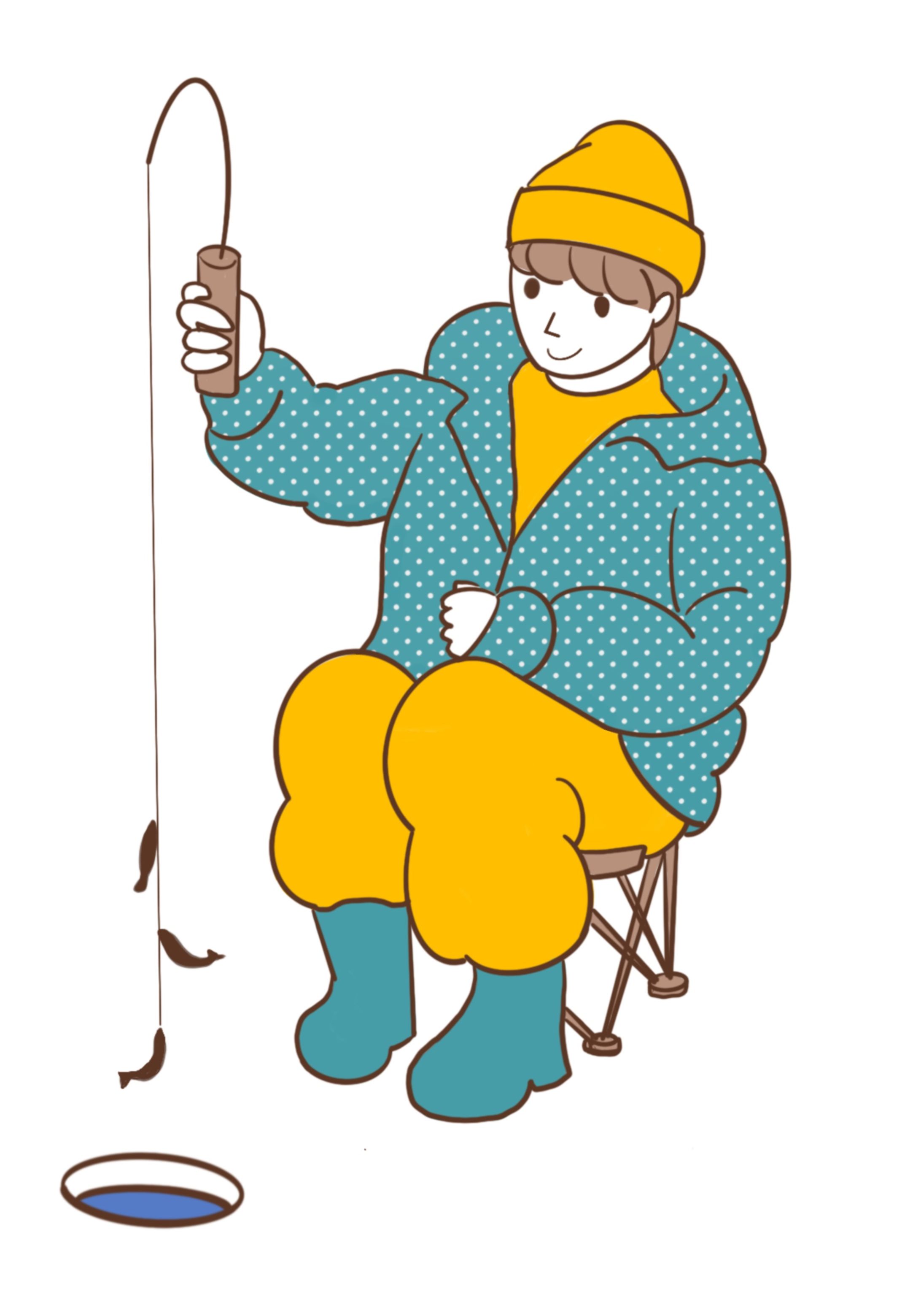 わかさぎ釣りイラスト-1