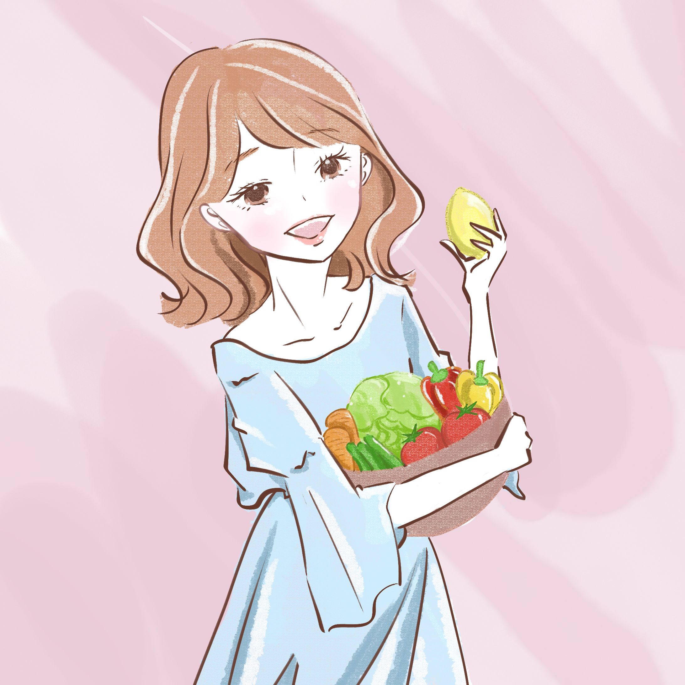 女性＿キレイ＿水彩-1