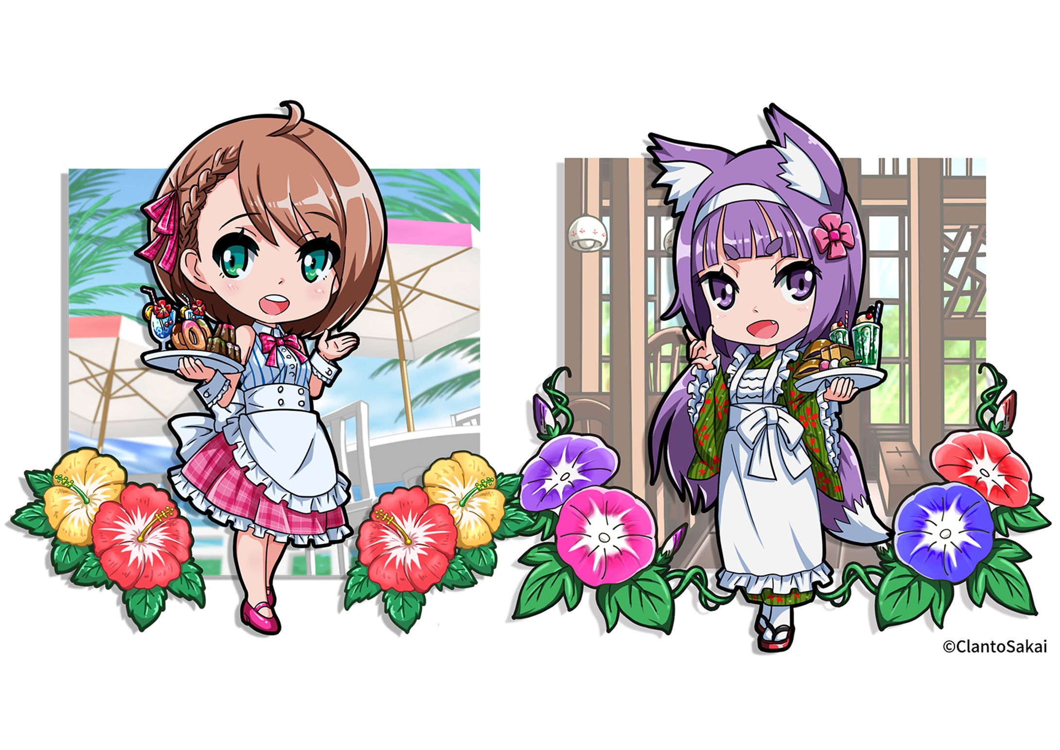 富士ソフト様「筆ぐるめ」暑中見舞いイラスト素材-1