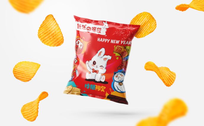 新年のお菓子のパキッイングデザイン