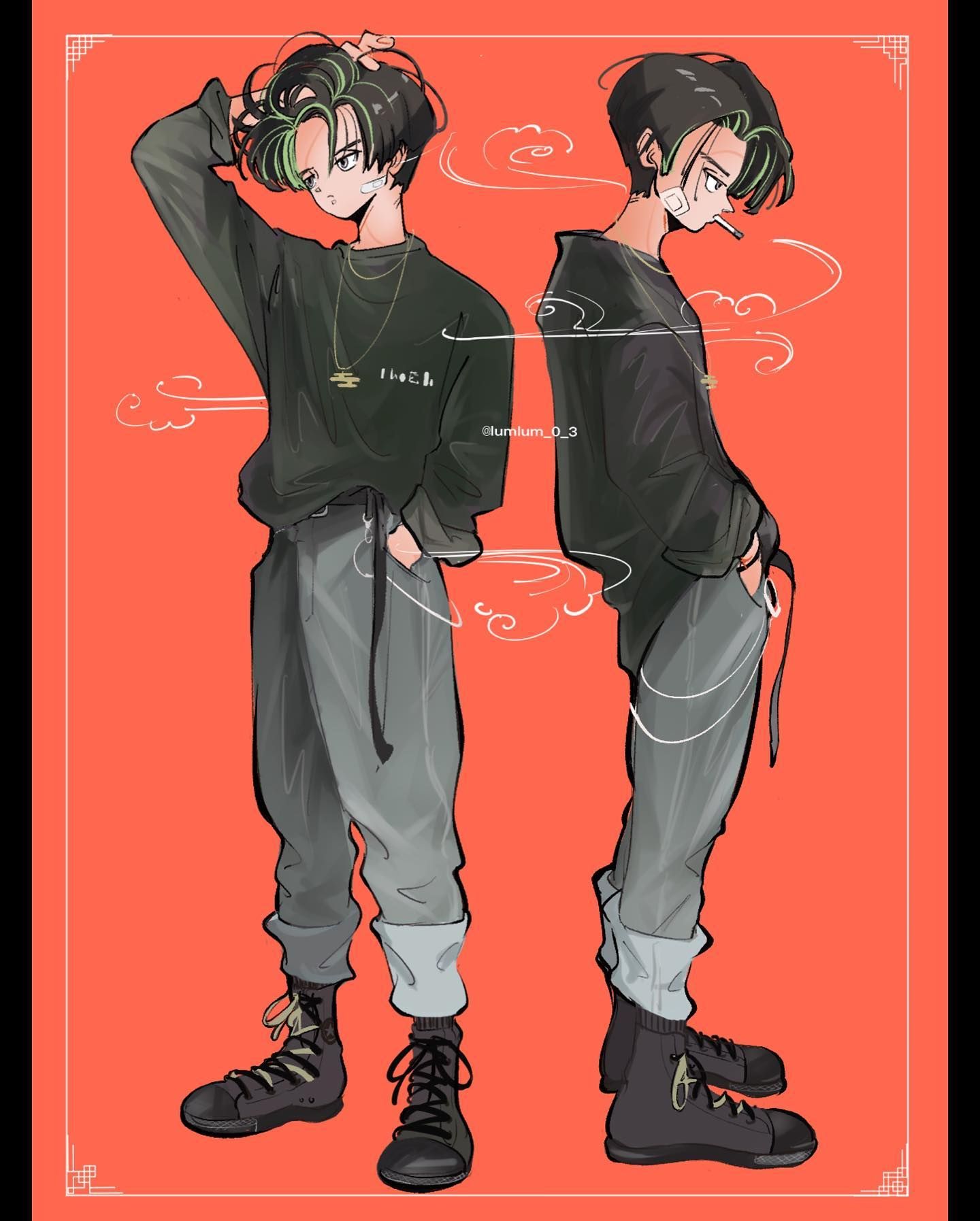 専用 手描きイラスト オリジナル 和装男子 ドローイング 🚬☁️ . #トランクス描きすぎて拗らせた人 #軽美術部 @keivi.jp