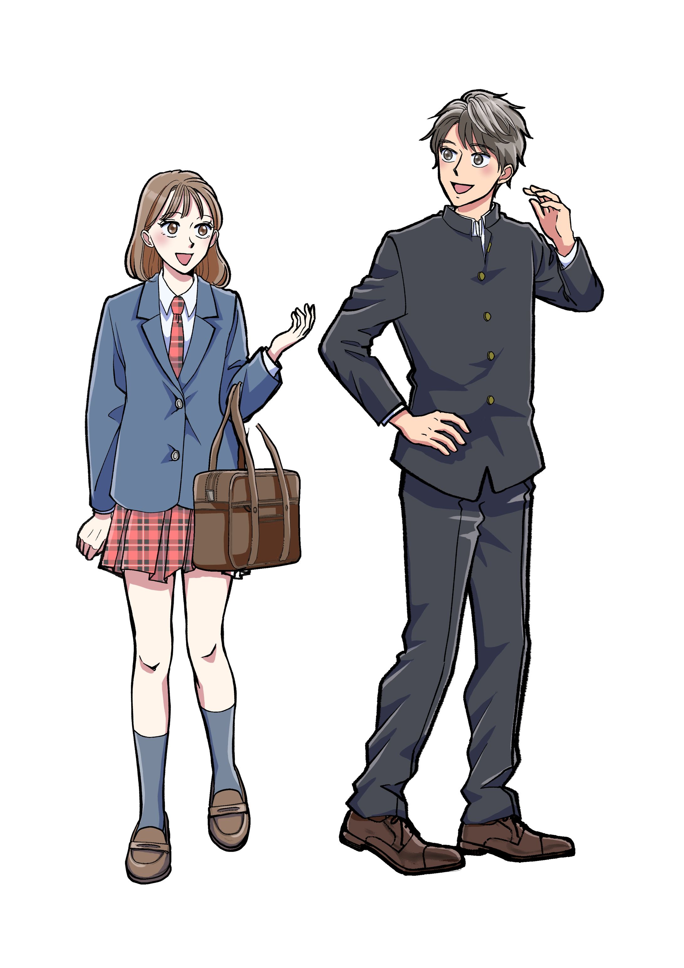 制服を着た学生イラストカット-1