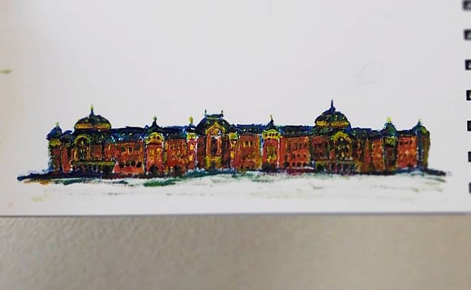#今日は #東京駅完成記念日
#東京駅 #tokyostation
#東京 #tokyo
◆
#今日は何の日
#whatistoday
#drawing #art 
#illustration
#一日一絵
#一発描き 
#下書きなし
#ctrlzの効かない世界