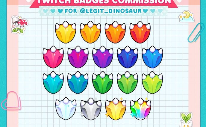 Twitch badges rework for LegitD!💚

https://www.twitch.tv/legit_dinosaur

#badgescommissionsopen #twitchbadge #twitchbadgecommission #cute #triceratops #streamer #artstreamer #twitchstreamer #twitchbadges #twitchbadgescommission #badgescommission #emoteartist #twitchemoteartist #digitalartist #commissionsareopen #commissionsopen #commissionwork #digitalart #digitalartwork #digitaldrawing #smallartist #smallartists