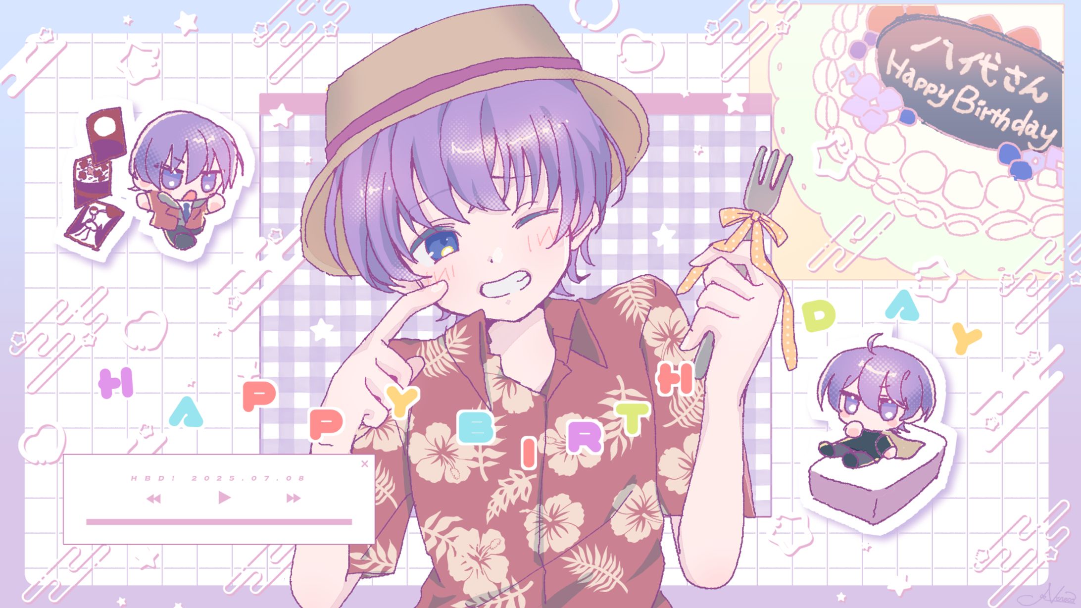 誕生日イラスト ミニキャラ デフォルメ-1