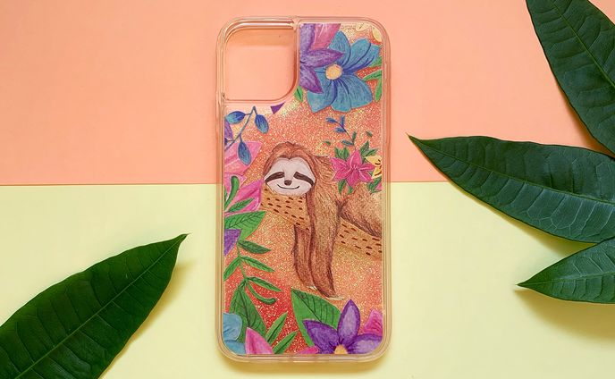 幸せのナマケモノ iPhone グリッターケース