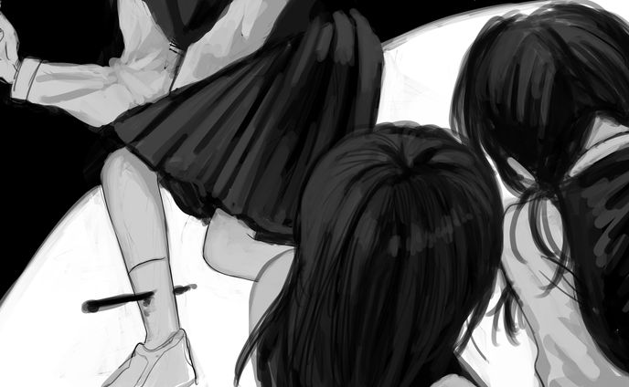 イラスト_二次創作_モノクロ