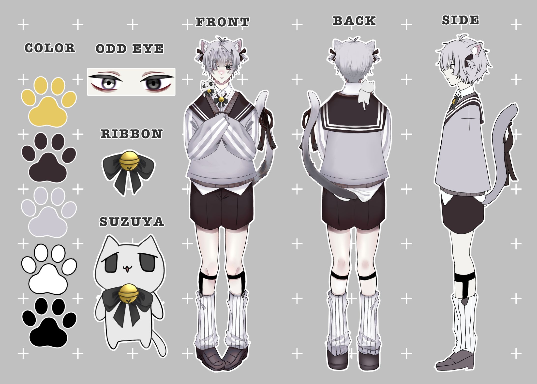 【三面図＆キャラデザ】白灰憂様-1