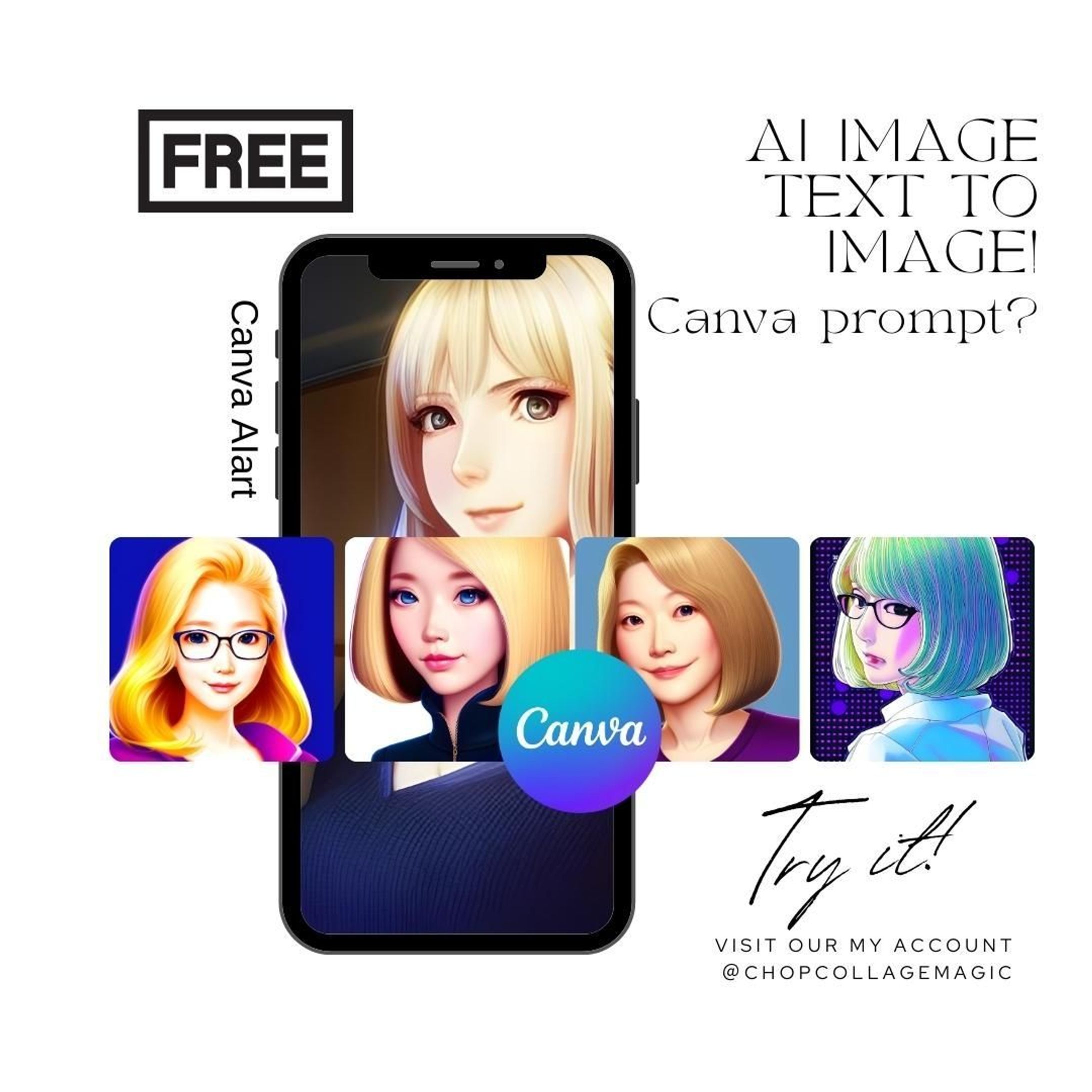 AI Image
Text to Image

6月中旬に先着5名様
CanvaAI自動作成画像の
プランディング及び
その活用方法＆作成方法の
魔法のCanvaMagic
マスター講座を開始します

まだいろいろカテゴリーを構築中

2023
＃NewsPicks　エキスパート認定
5/25日ウェビナーで50名集客

いろいろCanvaな引き出しあります
ご興味があられる方は
InstagramのDMにてご連絡ください
人気タグ
#Canva仲間と繋がりたい　仕掛け人（発起人）
#Canva最強伝説

これ全部Canvaです🤩🙆🏻‍♀️🙏🏻
私の基本魔法😃
CHOPCollageMagicとは

Canvaの魔法
未来への様々な選択が可能な
自分コラージュ出来る
「デザインの民主化」へつながる
素敵な未来への魔法なのです

++++++++++++++++++++++
不可能ではない限り前へ進み続ける
50代CHOPがデザインし続ける
Canvaセルフブランディング
2023年
プロボノ活動開始
Canvaウェビナーコンサルメンタリング始動

人気タグ
#Canva仲間と繋がりたい　仕掛け人
#Canva最強伝説
#CanvacollageMagic
#CHOPCollageMagic
Canvaなコラージュ魔法
知りなくないですか？？-1