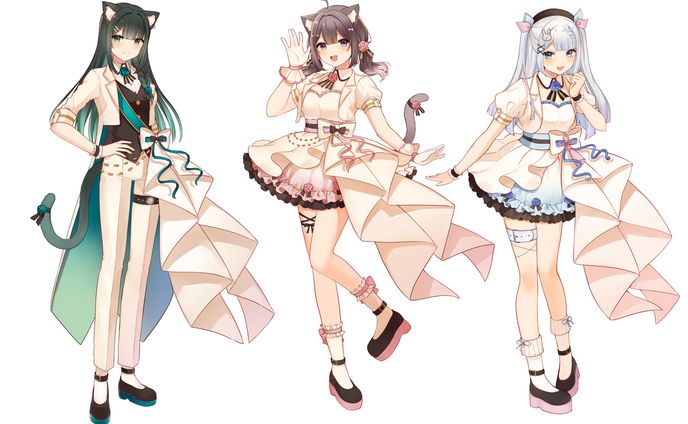 猫天萌様、猫天凛様、月詠とあ様　グッズイラスト、衣装デザイン