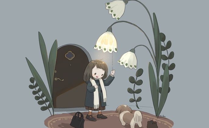 「ただいま」

#illustration #イラスト #ほんわかイラスト #挿絵 #絵本 #かわいいイラスト #イラストレーター #いぬのいる暮らし #カレンダー
#いらすとぐらむ #女の子イラスト #花のある暮らし
#illustrator #お絵描き #おえかきぐらむ #お絵描き好きな人と繋がりたい #ほっこりイラスト　#シーズー #シーズー大好き部