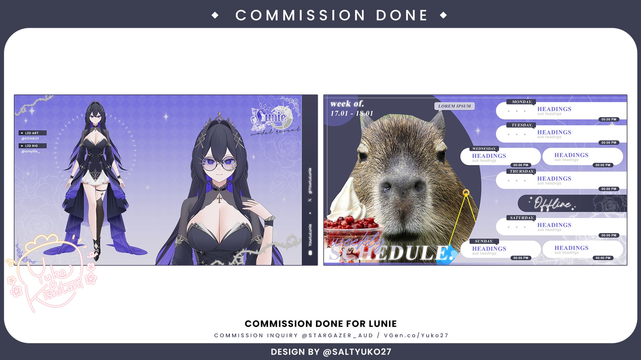 Lunie Logo, schedule, and character sheet-1