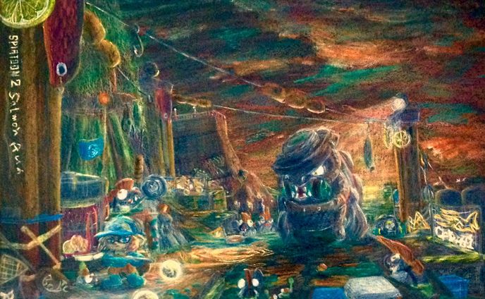 音楽、色鉛筆画