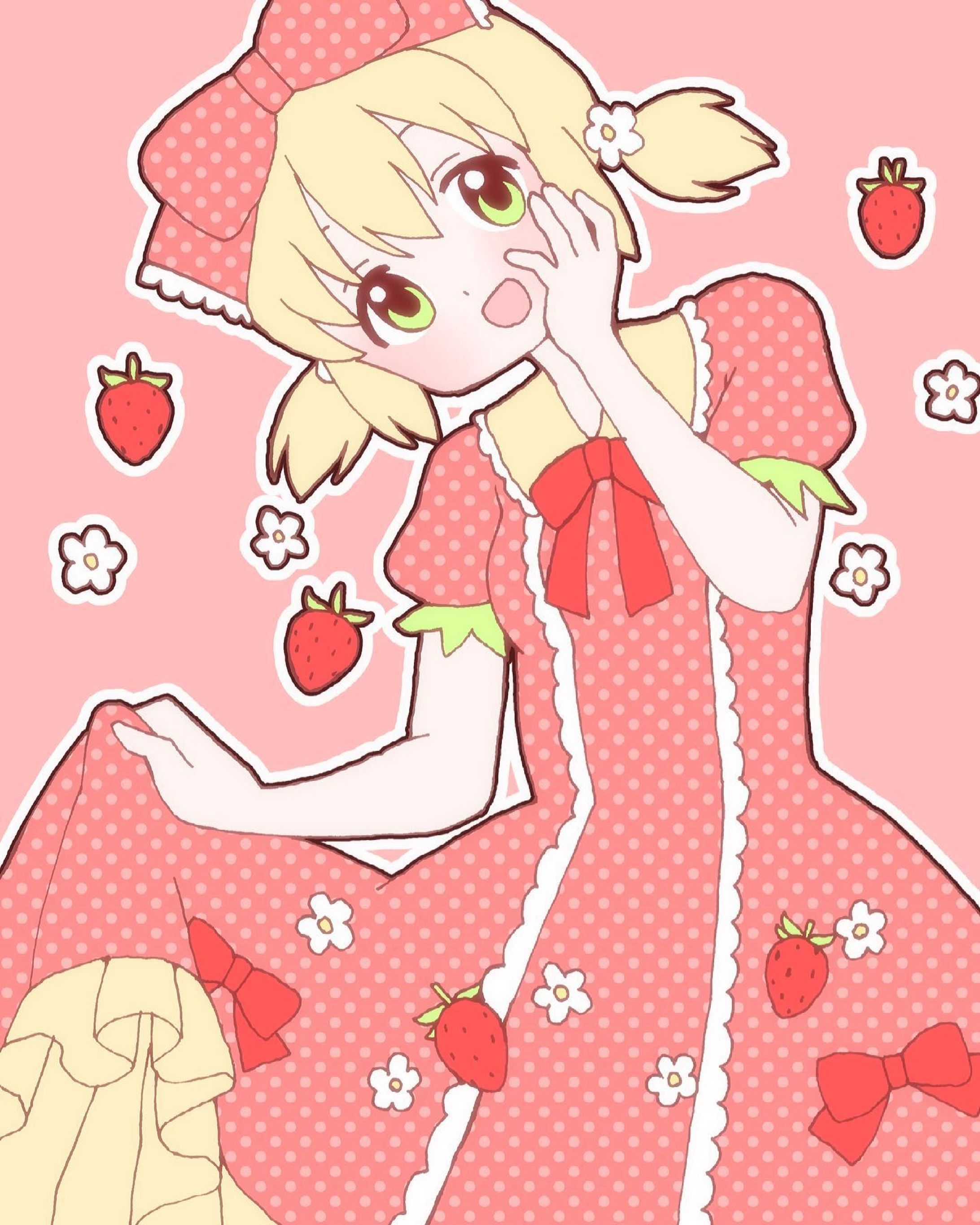 いちごちゃん🍓　#イラスト　#お絵描き　#illustration #illust #女の子　#女の子イラスト　#デジタル　#デジタルイラスト　#デジタル絵　#オリジナル　#オリジナルイラスト　#オリジナル絵　#いちご　#イチゴ　#苺　#ロリィタ　#ロリィタファッション　#ロリータ　#ロリータファッション　#フリル-1
