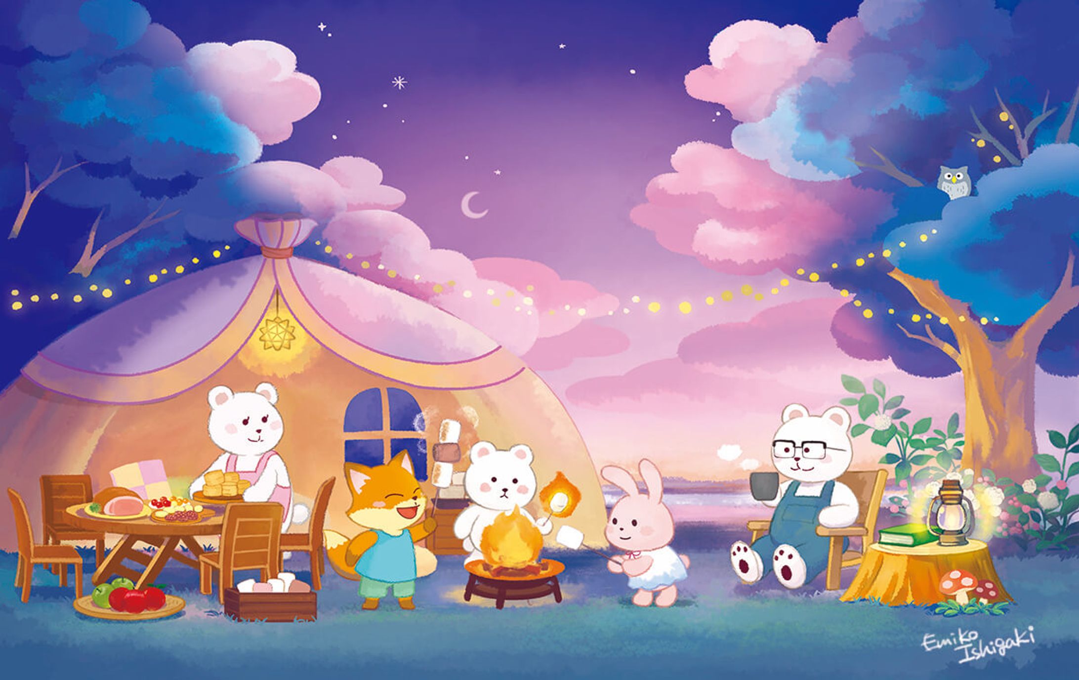 【オリジナル】くまちゃん初めての焼きマシュマロ-1