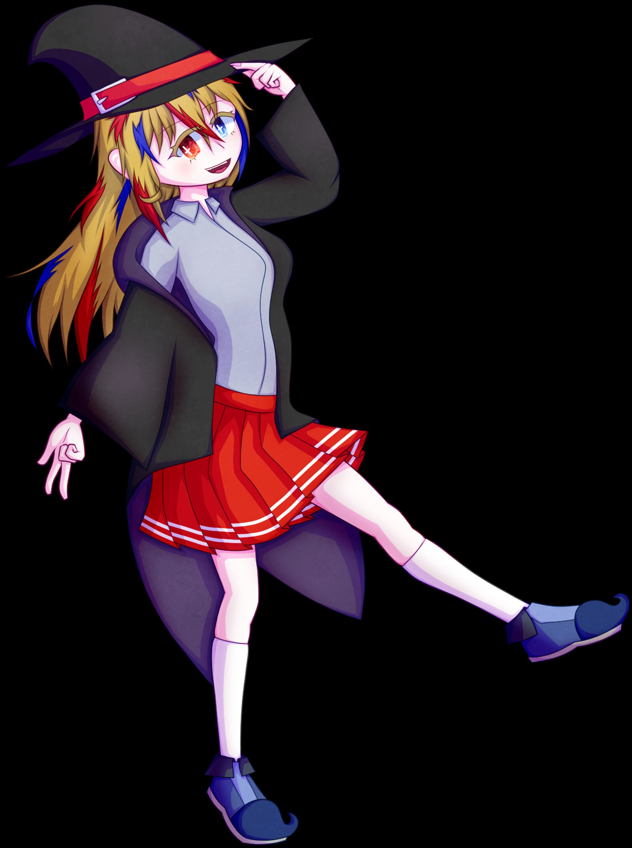 【イラスト】魔女帽をかぶった派出な髪色の女子【CoC】-1