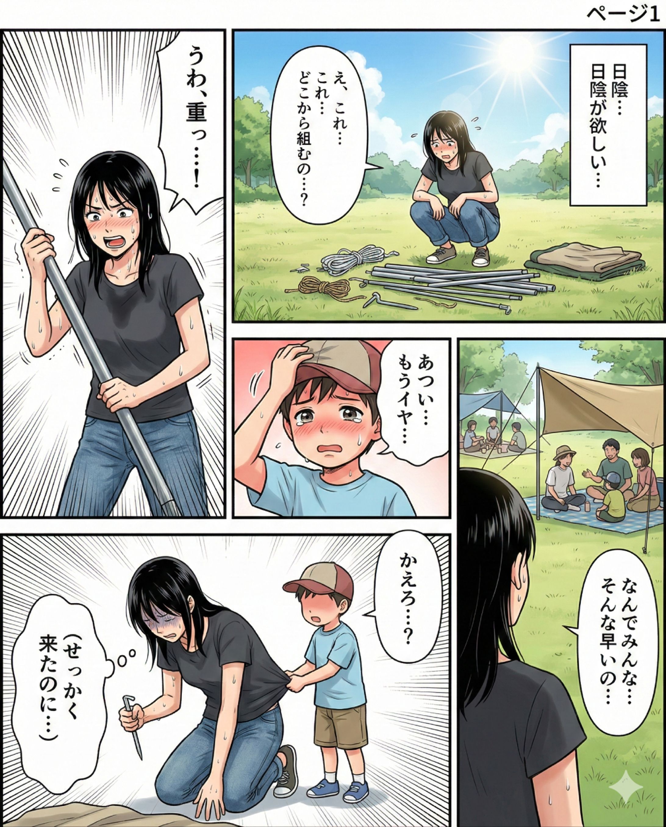 【広告漫画】FIELDOOR ワンタッチタープテント-1