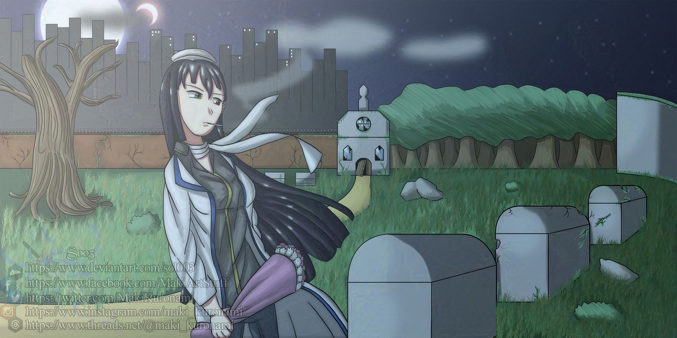 [Drawtober 2023] Prompt 1 - Overgrown Cemetery-1