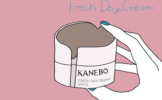 -
2:KANEBO Fresh Day Cream

一昨年の冬、乾燥した肌の上で
ファンデが割れてしまった。
すがる思いで買った、こちら。
もうあなた無しでは生きていけない。
田中みな実さん絶賛クリームとして有名です。

#kanebo #skincarecream #spf15 #beautyillustration #nailcare #dryskincare #beautymagazine #カネボウ #フレッシュデイクリーム #田中みな実 さん　#美容　#デパコス  #ネイルデザイン #乾燥肌 #乾燥対策 #アットコスメ #イラストエッセイ #イラストレーター #雑誌 #サロン #cosmeticellie
