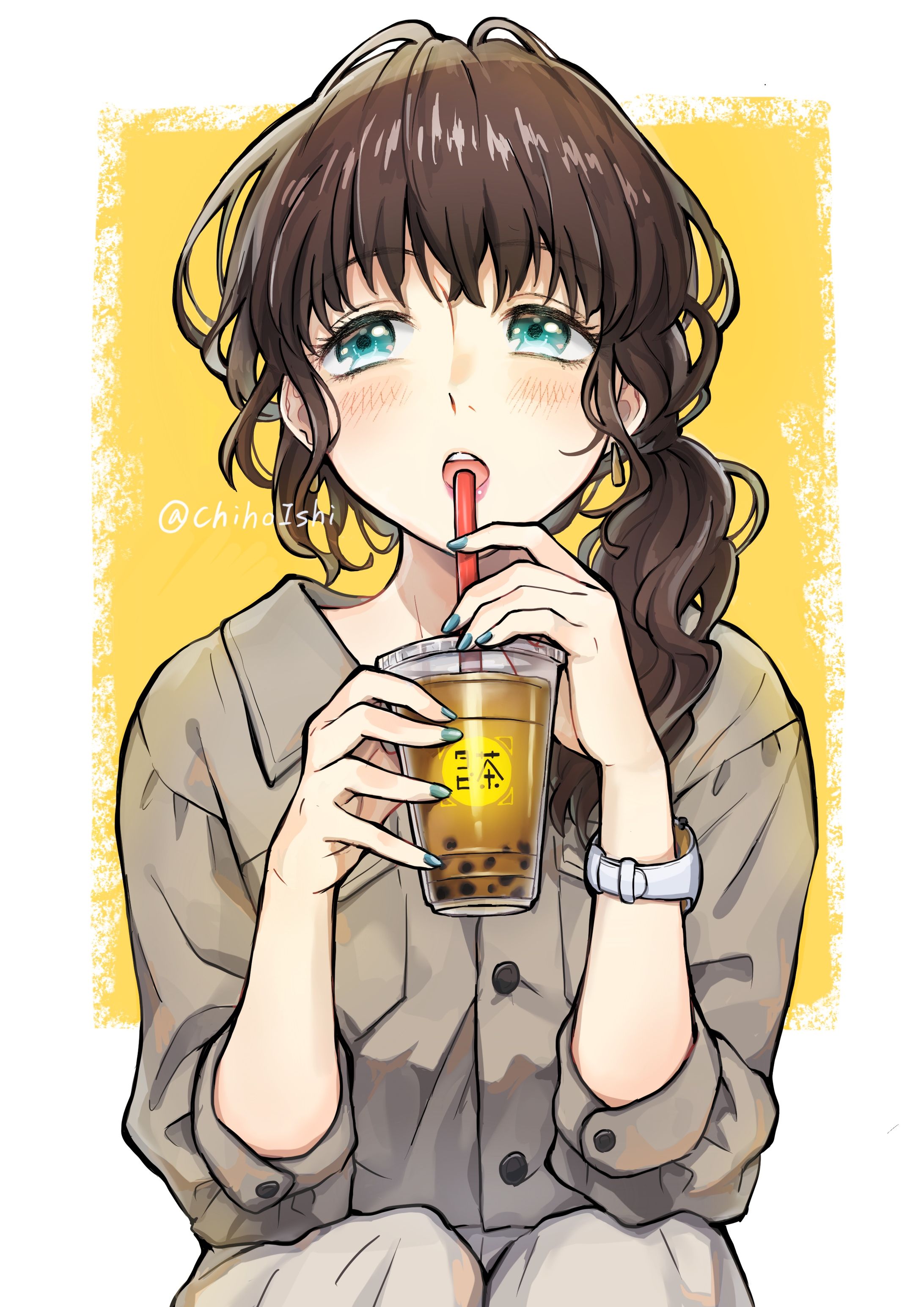 食べる女の子(タピオカ)-1