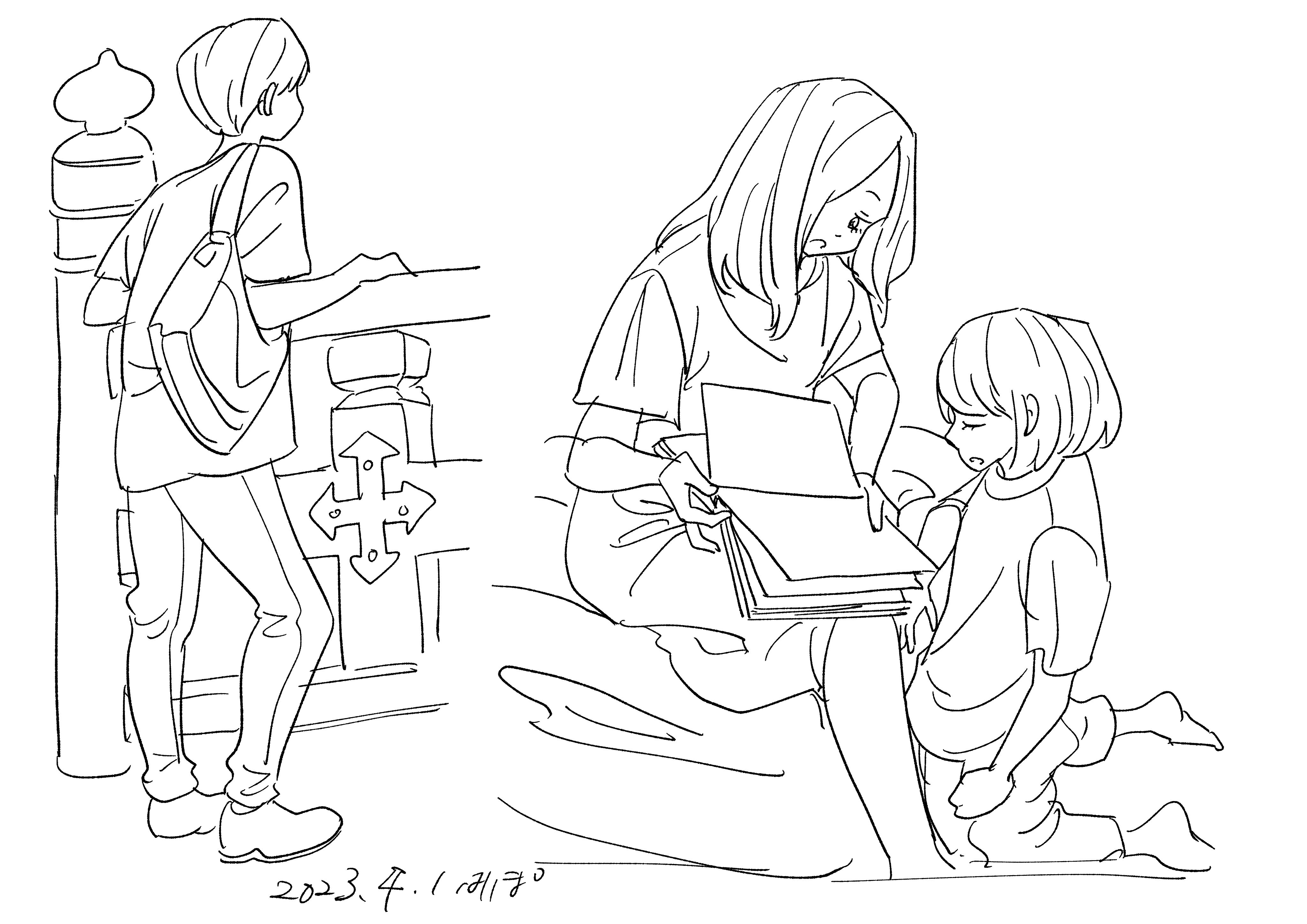 人物スケッチ（カフェスケッチ風）