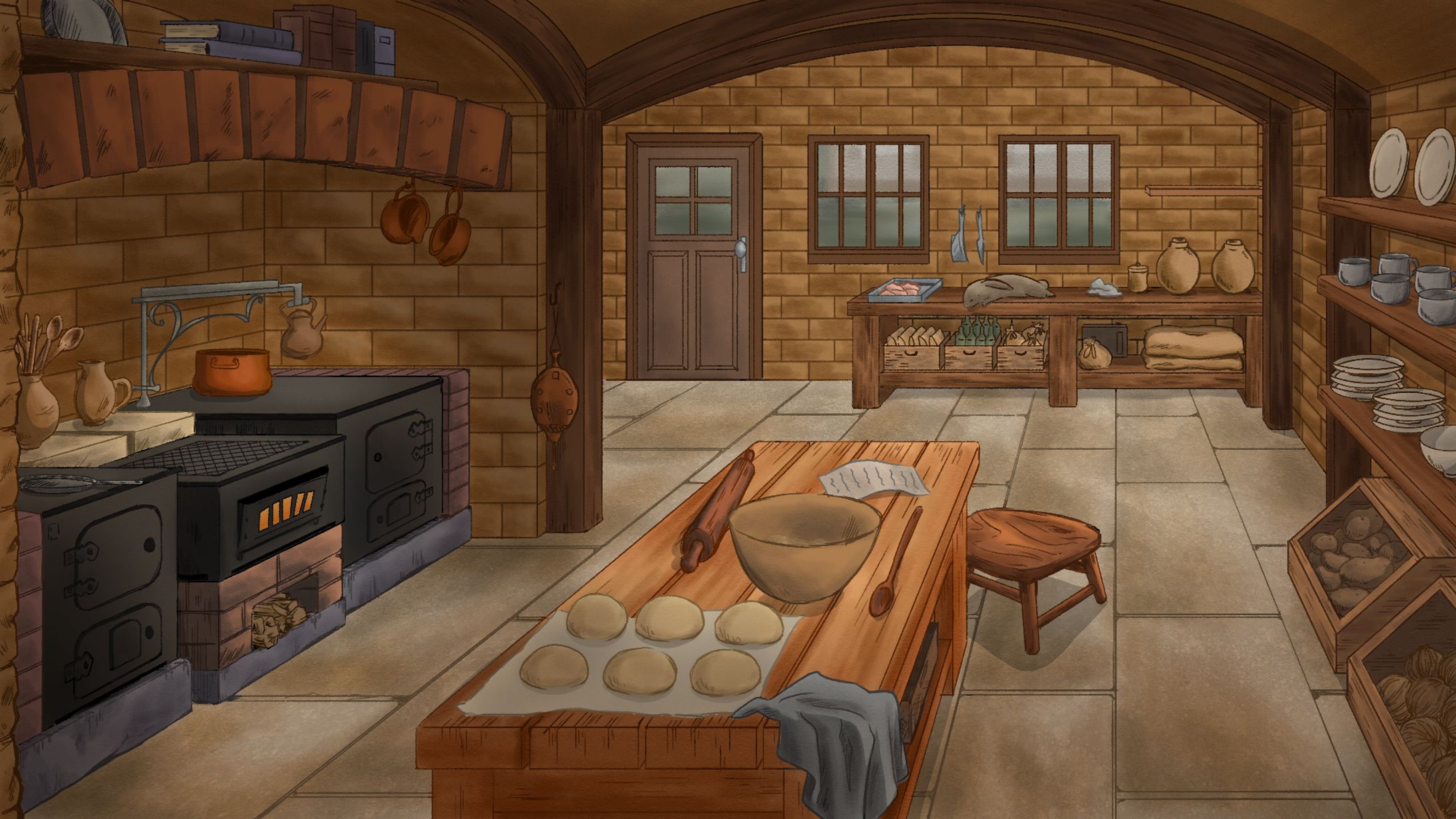 乙女ゲーム｜背景（台所）-1