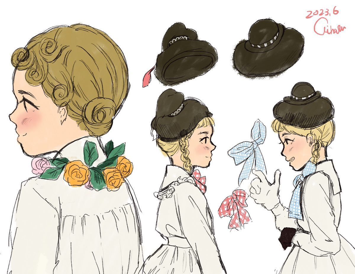 80年代の服かわいい、、 帽子の上に帽子を乗せてる帽子 ワン