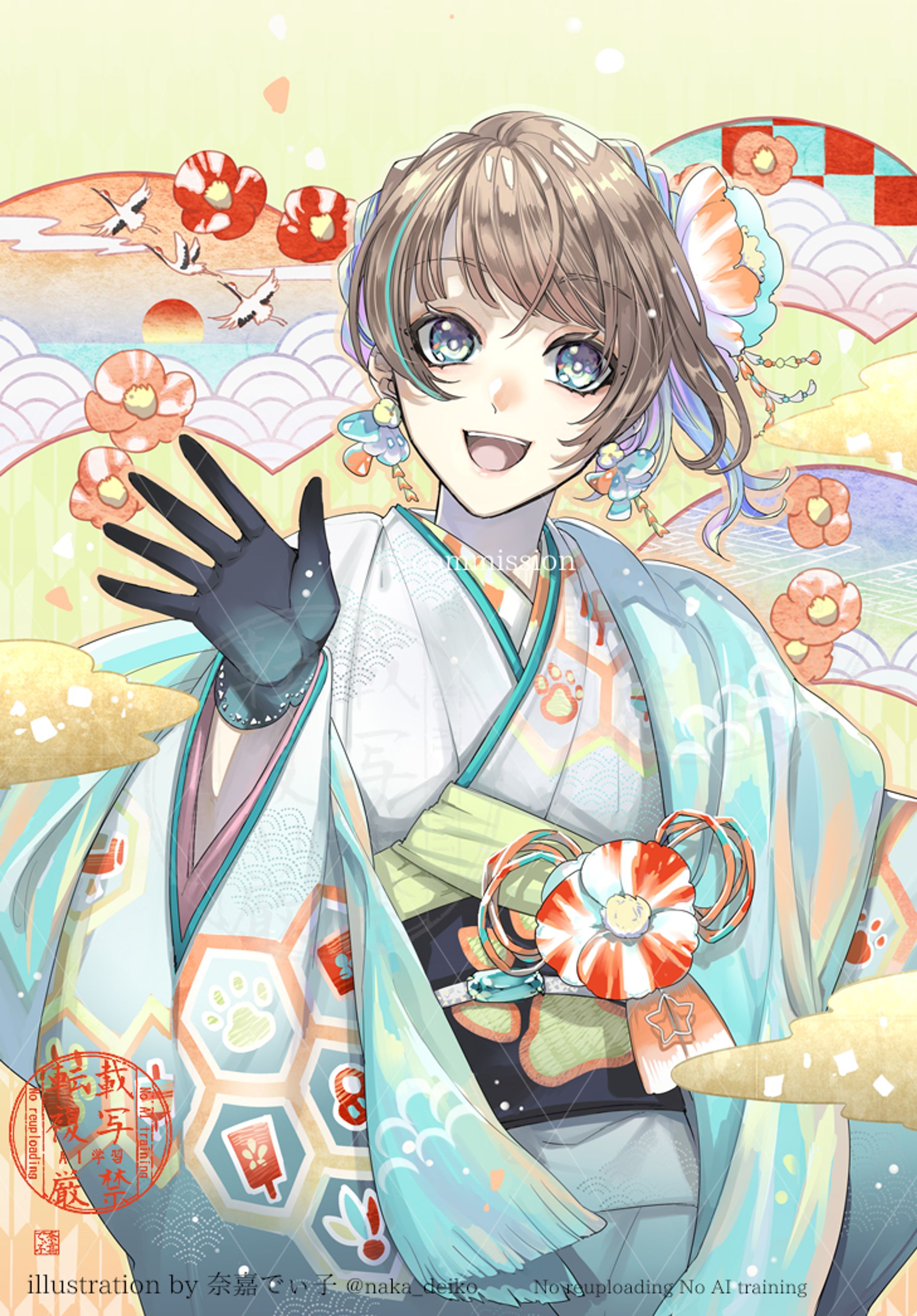 【works】お正月用一枚絵　天森ほにべぁ様-1