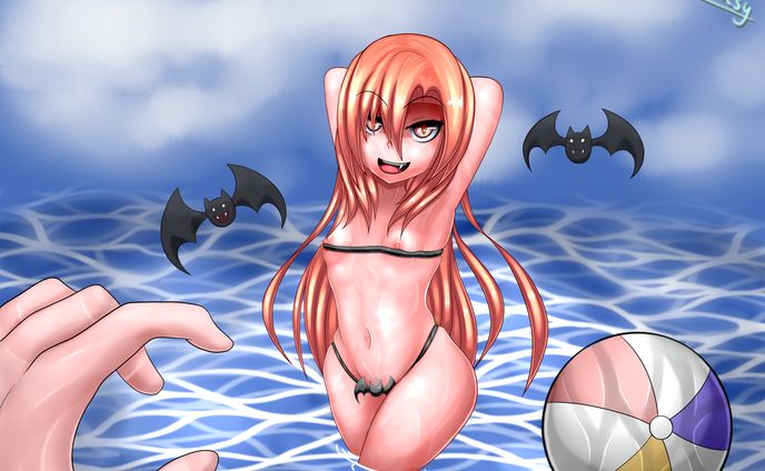 Drawing: Vampire Girl in Swimsuit (Monster Girl Quest)