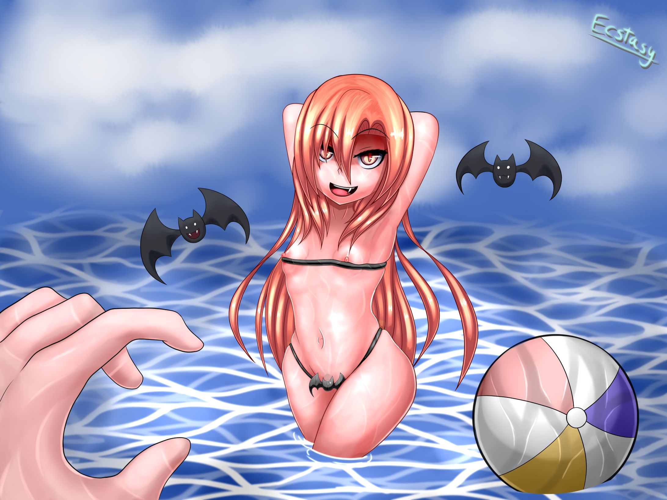 Drawing: Vampire Girl in Swimsuit (Monster Girl Quest)-1