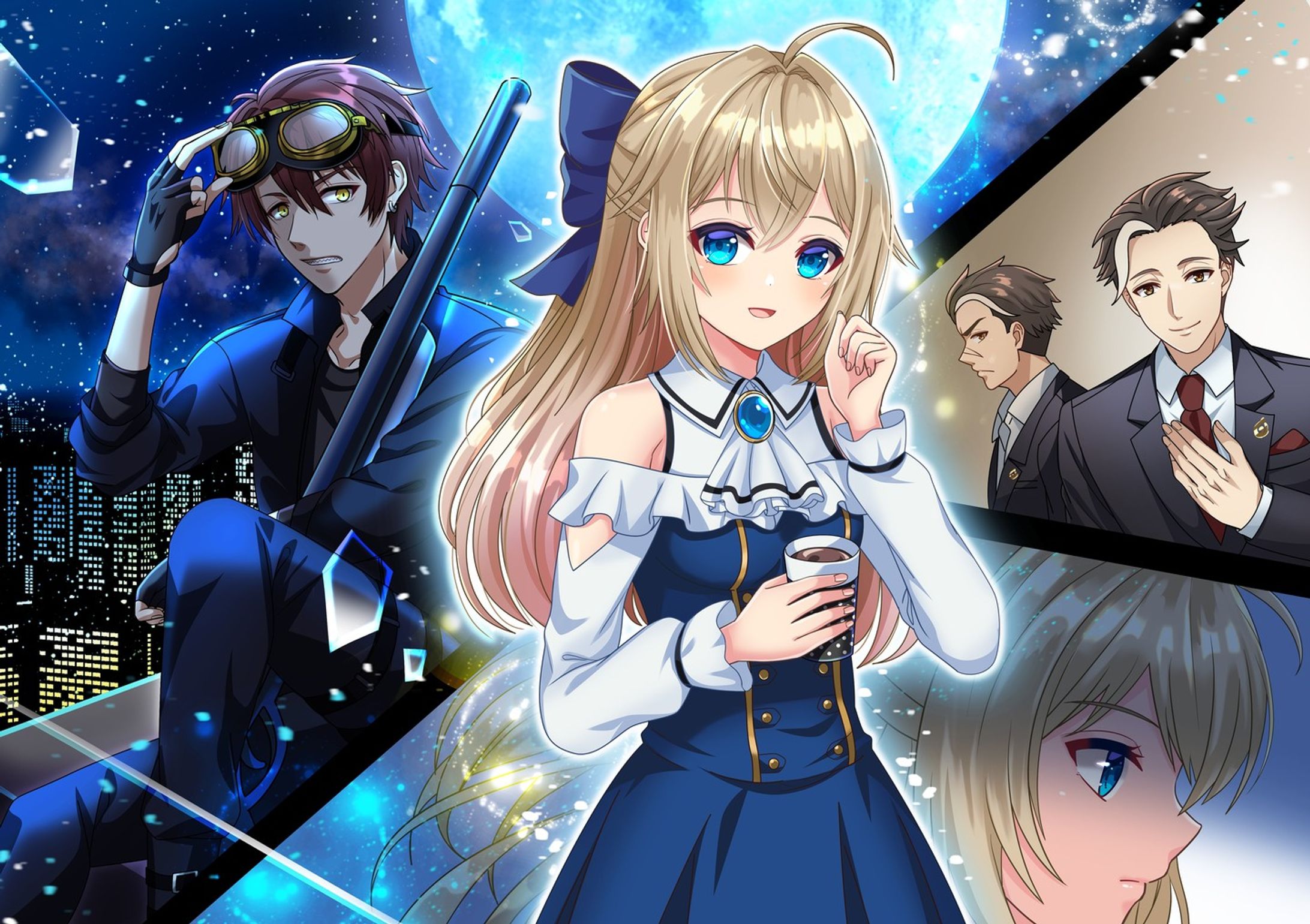 『blue moon』
This work is a fan art of Mishiro Rei.

This is a Japanese project.
This fan art was created based on the theme of my reading of Crypto Blue's Novel Episode 01.

The lovely Rei with a cup of coffee in her hand,
the cool sniper Rodin standing on the rooftop at night.
The main theme of the artwork is
I drew it with the image of the characters in the story.
―――
こちらは日本のプロジェクト、SFスパイ物語
「Crypto Blue」の小説第01話を読んだ感想をテーマとして制作したファンアートとなります。

コーヒーを手にした零ちゃんの愛くるしさと
夜の屋上に佇むスナイパーな露弾くんの格好良さを
メインに、
物語に登場するキャラクター達の
情景をイメージして描かせて頂きました

サイズ 4000×2829 px 350dpi
―――
Crypto Blue　
AOEUIさん　@AoeUiNFT

#CryptoBlue FANARTコンテスト

#女の子 #少女 #オリジナルイラスト #かわいいイラスト #イラストグラム #girl #イラスト #Illust #art #Illustration #sining #ilustração #drawing #女子 #少女 #kunst #kawaii #gamber #kawaiiart #Illustrasi #arte #일러스트 #일러스트레이션 #아트트리　#illustration_daily #artistsoninstagram　#fanart-1