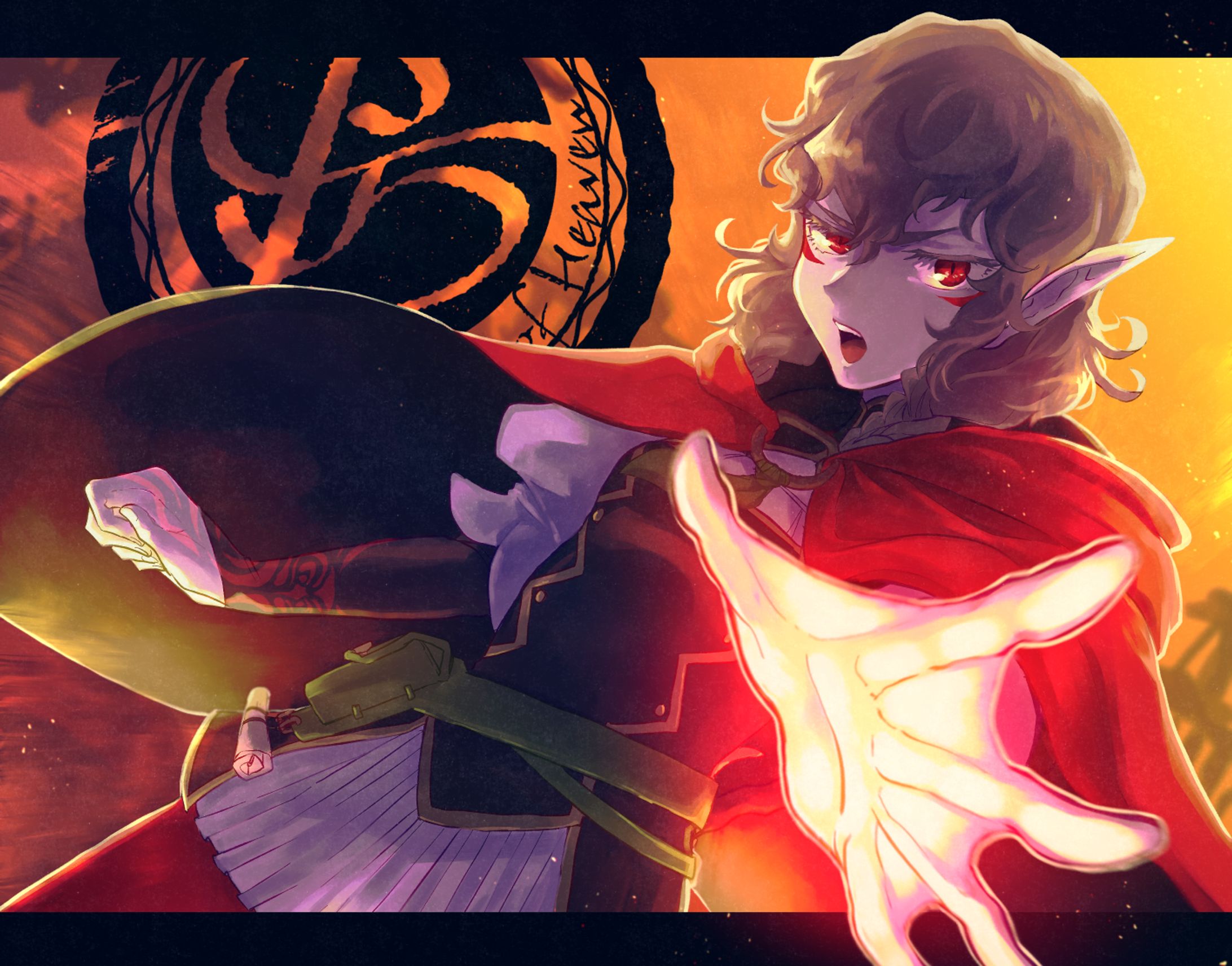 エルフの魔法使いの少女のキャラクターデザイン、イラスト-1