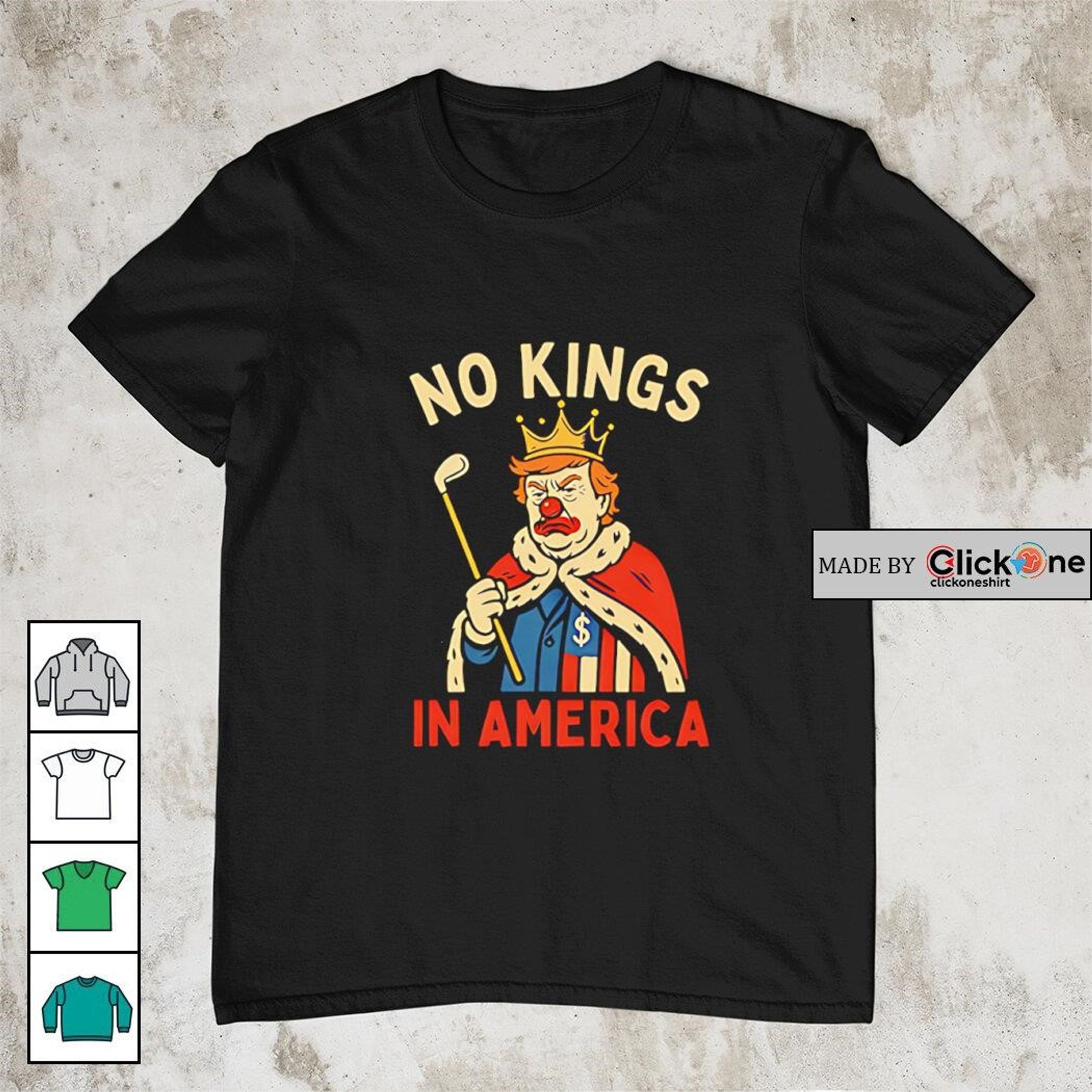 No Kings – Political Satire Caricature Tee-1