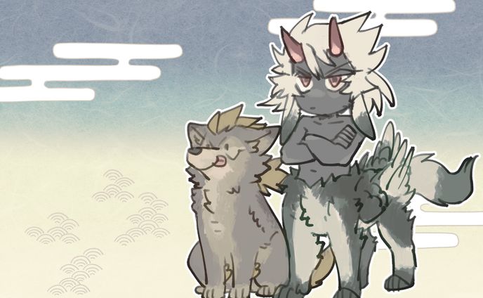 デフォルメタウルとオオカミ