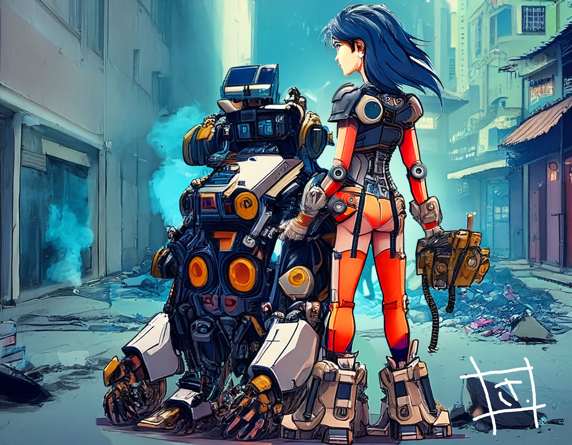 女性とパワードスーツ-1