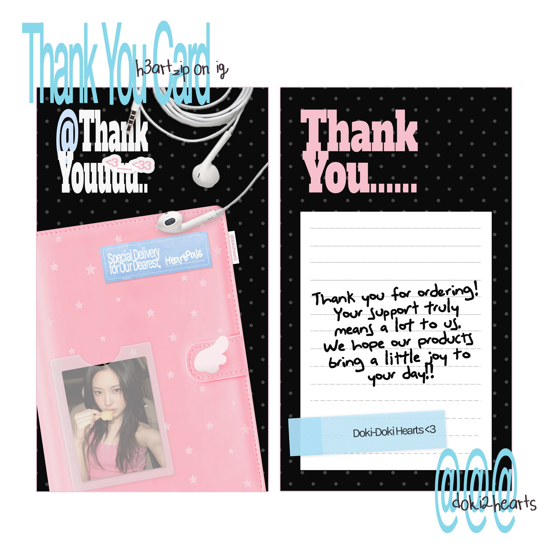 [commercial - doki2hearts] Thank You Card Design-1