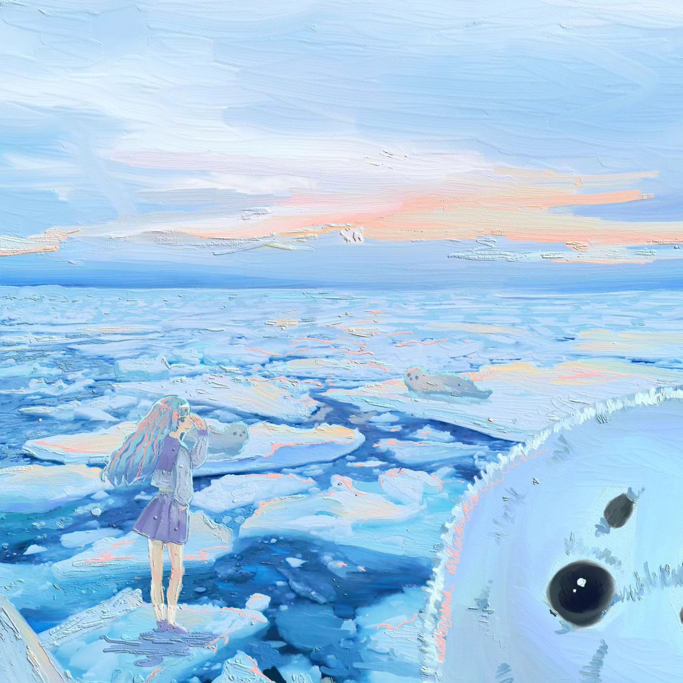 🦭🧊

#illustration #artstagram #アート #art #artwork #painting #그림 #いらすとぐらむ #イラスト好きと繋がりたい #followme #likeforlikes #instagood #kawaiiart #girl 
#seal #driftice #digitalillustration #アザラシ #流氷 #紋別 #イラスト #landscape #landscapepainting #風景画 #風景 #풍경 #goodday #morning #imageillustration #beautiful-1
