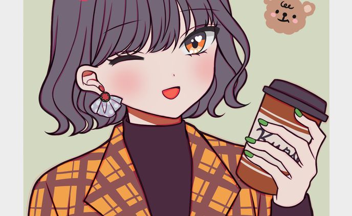 チェックコートのお姉さん