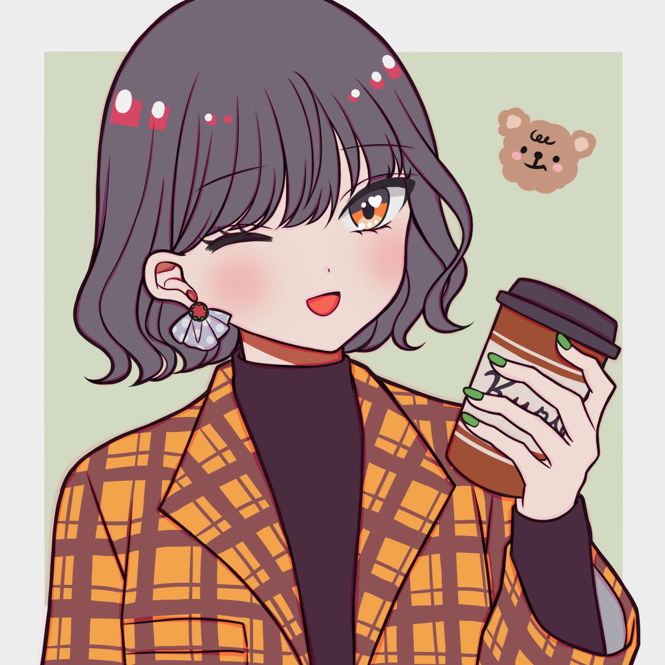 チェックコートのお姉さん-1