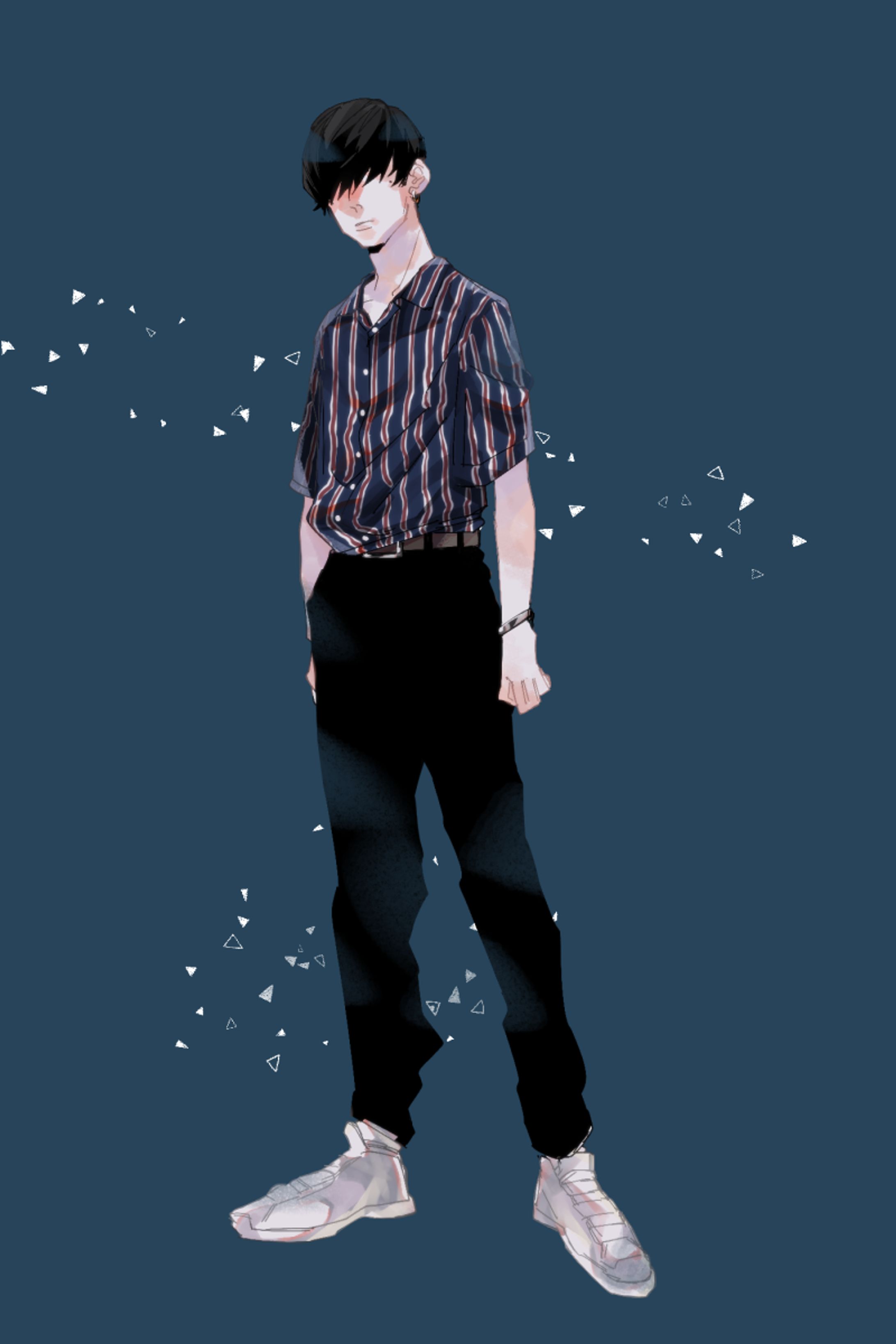 黒髪男子 × 柄シャツ②-1
