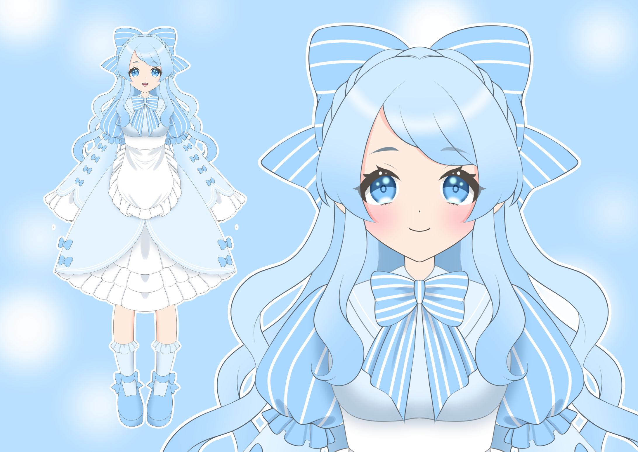 水色ロリータの女の子【パーツ分け済PSD】-1