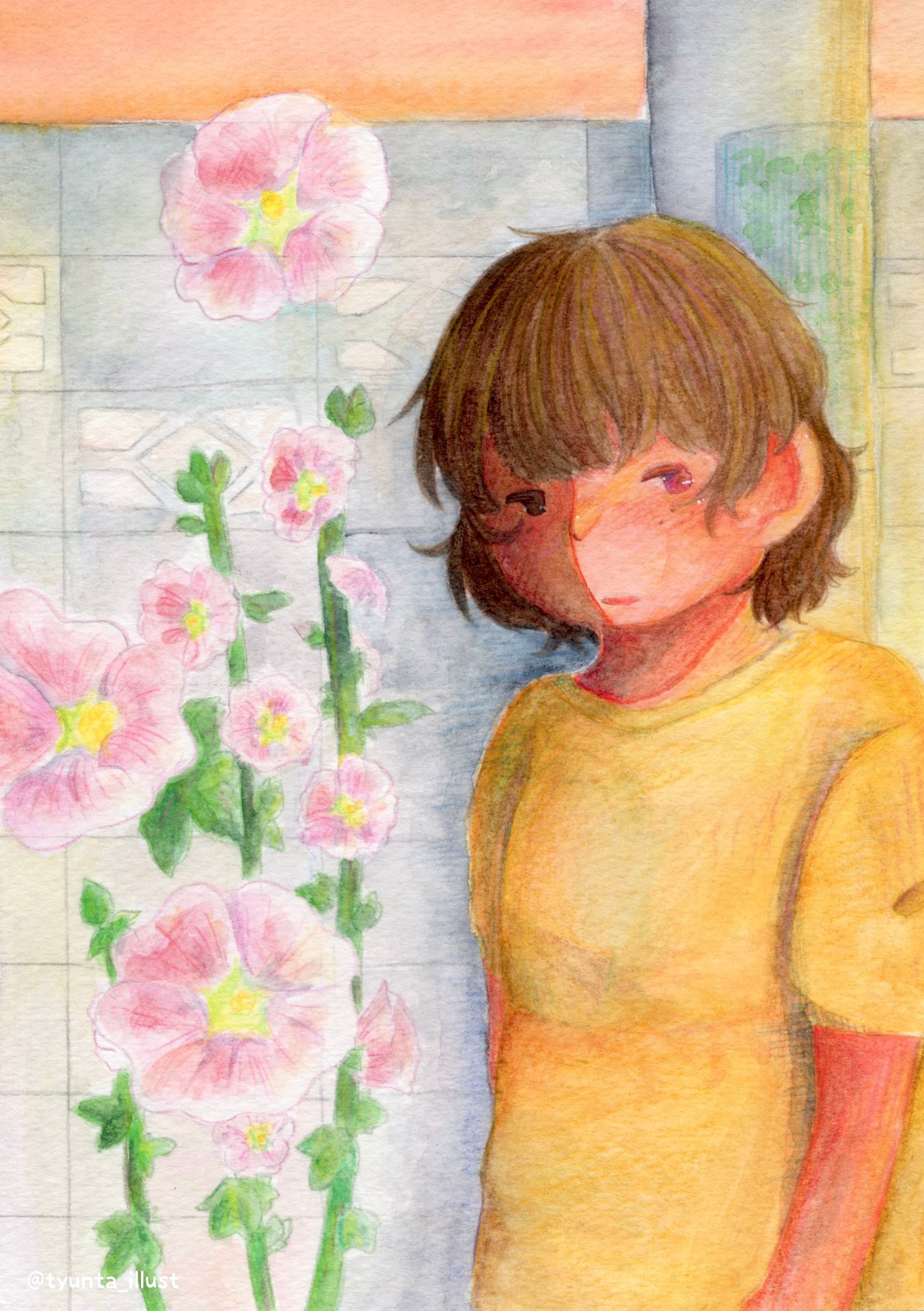 タチアオイと少女-1