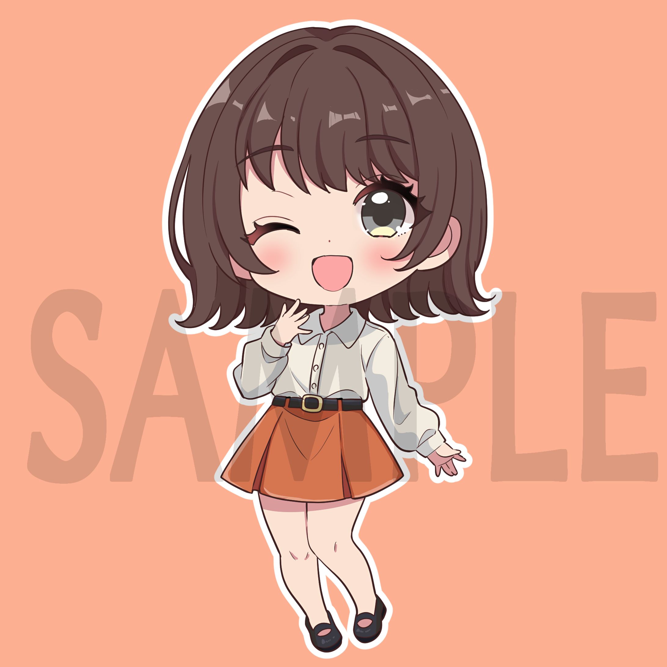 オレンジ色のスカートの女性-1