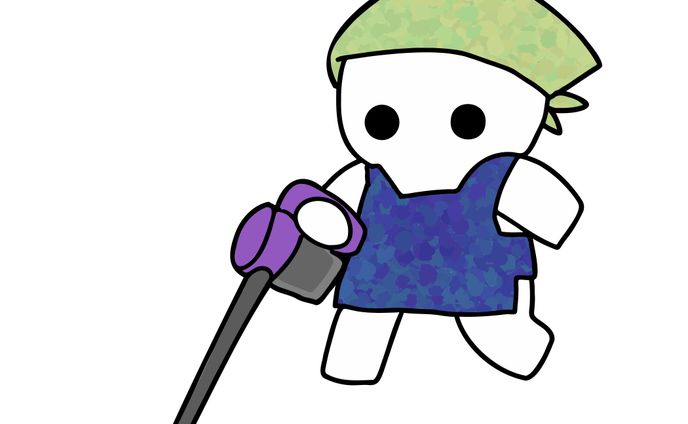 掃除機を掛けるオリキャラ