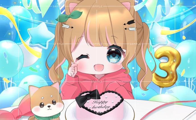 【依頼絵】誕生日 ※ポーズ差分有り
