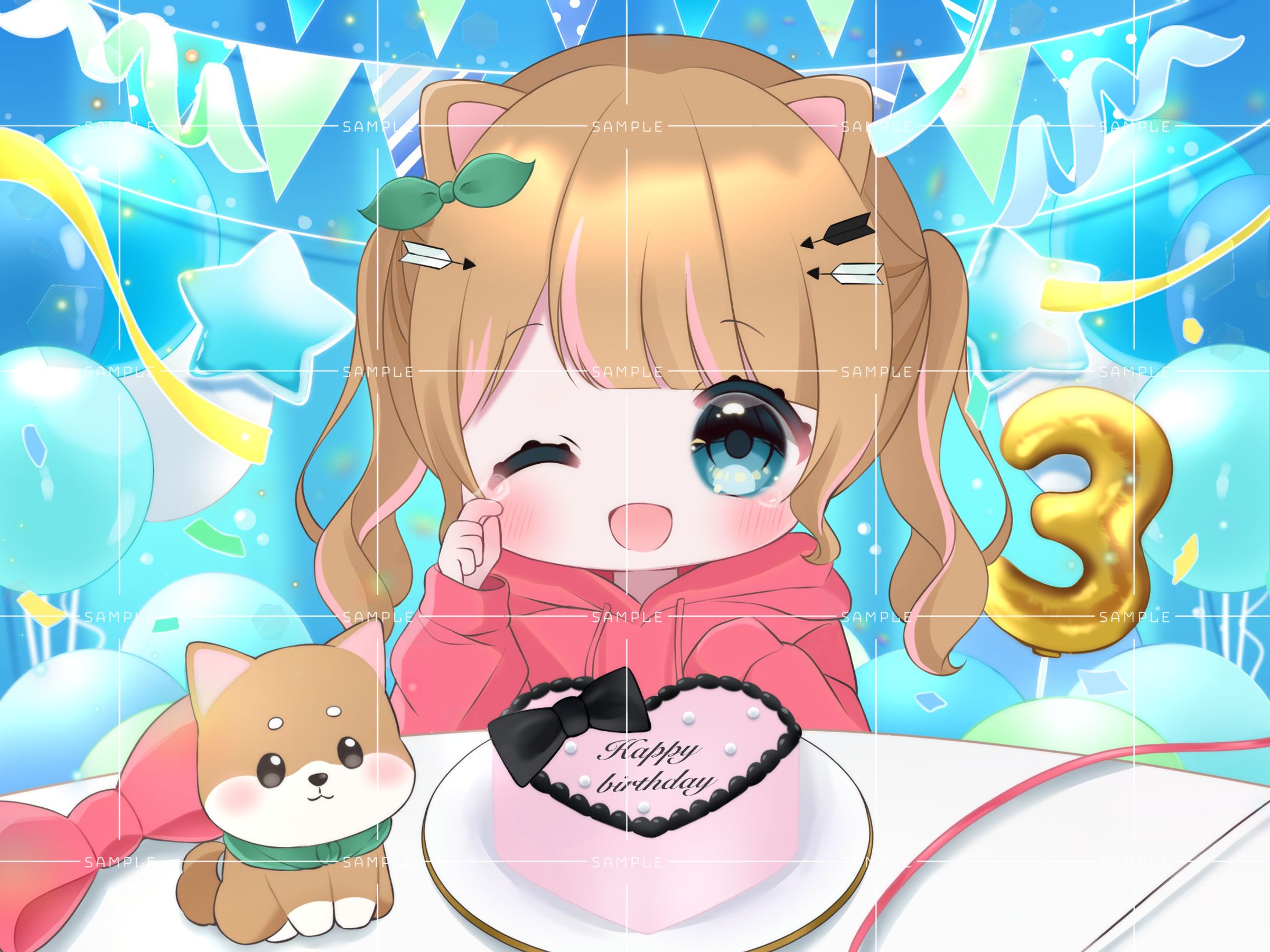 【依頼絵】誕生日 ※ポーズ差分有り-1