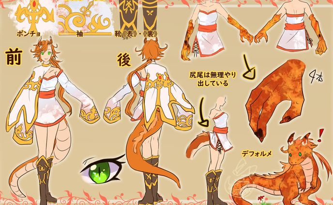 キャラ三面図　橙
